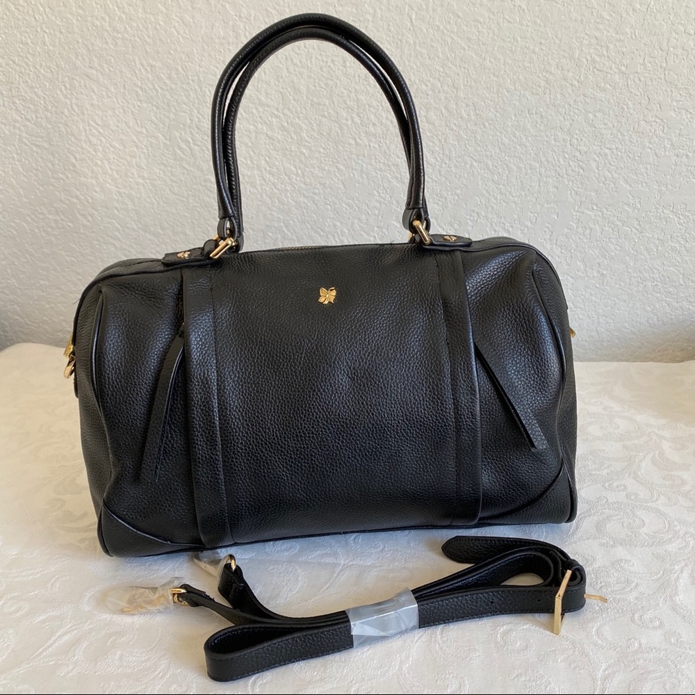 Ora delphine black leather 2 way bag